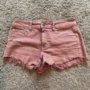 Pink distressed Jean shorts